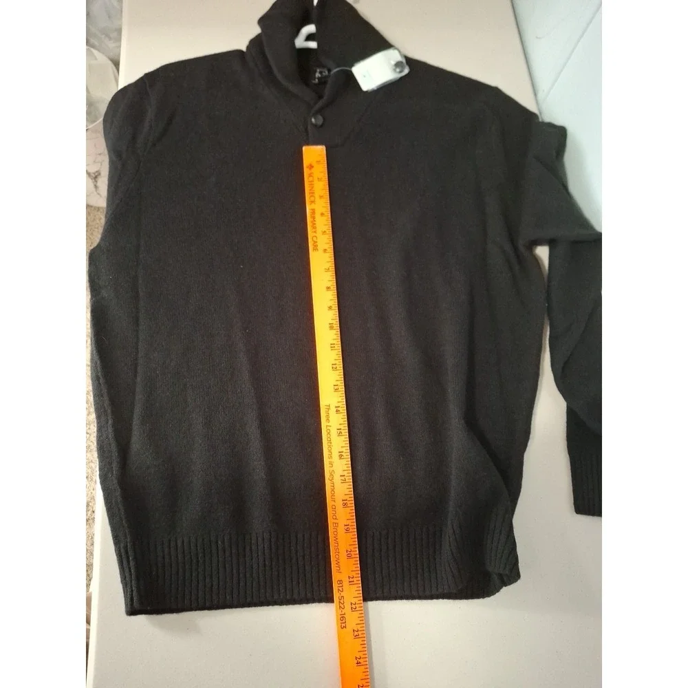 Jos A Bank Mens Large Black Lambs Wool Blend High V Neck‎ Sweater NWT